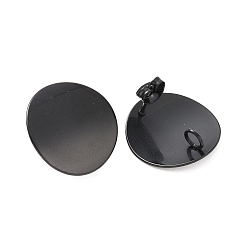 Electrophoresis Black 304 Stainless Steel Stud Earring Findings, with Loop, Curved, Flat Round, Electrophoresis Black, 20mm, Hole: 3mm, Pin: 0.8mm