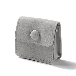 Argent Pochettes en velours rectangle, avec fermoir fer, sacs de rangement de bijoux, pour bagues & colliers & porte-bracelets, argenterie, 6.2x6x1.1 cm
