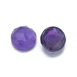 Amethyst Natural Gemstone Cabochons, Faceted, Flat Round, 7.5x3.5~4mm