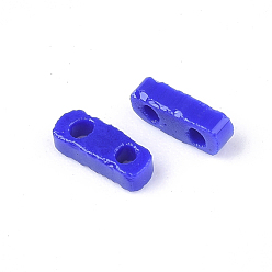 Azul 2 cuentas de semillas de vidrio opaco, Rectángulo, azul, 4.5~5x2x1~1.5 mm, agujero: 0.5~0.8 mm