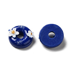 Bleu Cabochons décodés alimentaires imitation résine opaque, donut, bleu, 19~20x8~10.5mm