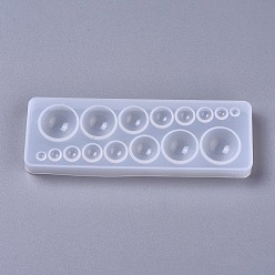 White Silicone Molds, Resin Casting Molds, For UV Resin, Epoxy Resin Jewelry Making, Round, White, 135x45x13x5mm, Inner Diameter: 4mm, 6mm, 8mm, 10mm, 12mm, 16mm, 20mm & 22mm