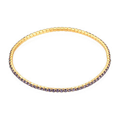Tanzanite Brass Claw Chain Stretch Bracelets, with Rhinestone, Golden, Tanzanite, 2 inch(5cm), 2mm