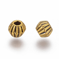 Oro Antiguo Estilo tibetano de la aleación granos del espaciador, sin plomo y el cadmio, bicono, color dorado antiguo, 4x4.5 mm, agujero: 1 mm