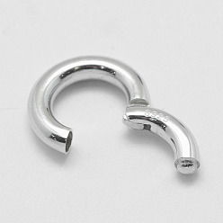 Platinum Rhodium Plated 925 Sterling Silver Twister Clasps, with S925 Stamp, Ring, Platinum, 14x3mm, 8.5mm Inner Diameter