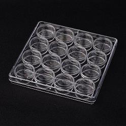 Clear (Defective Outer Rectangle Box), Plastic Bead Containers, with 16pcs 10ml Small Bottles, Clear, 13.5x13.5x1.8cm