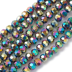 Colorful Electroplate Glass Beads Strands, Faceted, Rondelle, Colorful, 6x5mm, Hole: 1.2mm, about 95pcs/strand, 20.87 inch(53cm)