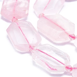 Rose Quartz Natural Rose Quartz Beads Strands, Faceted, Oval, 15~28x12~21x5~9mm, Hole: 0.6~1.6mm, about 14~20pcs/strand, 14.7 inch~15.7 inch(37.5~40cm)