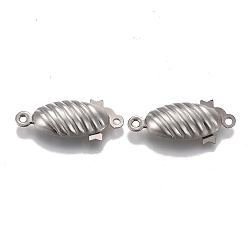 Stainless Steel Color 304 Stainless Steel Box Clasps, Multi-Strand Clasps, Oval, Stainless Steel Color, 21x8x5mm, Hole: 1.2mm