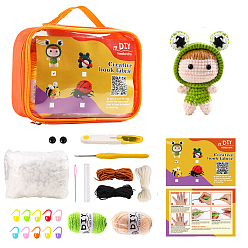 Colorful DIY Doll Knitting Kits, including Polyester Yarn, Fiberfill, Crochet Needle, Yarn Needle, Support Wire, Stitch Marker, Colorful, 130x180x65mm