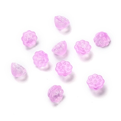Violet Transparent Glass Beads, Lotus Pod, Violet, 10.5x6.5mm, Hole: 1.4mm