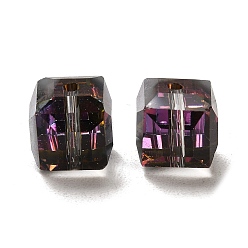 Gris Clair Perles en verre electroplate, arc-en-ciel plaqué, facette, cube, gris clair, 10~11x10~11x10~11mm, Trou: 1mm