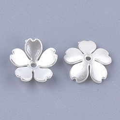 Creamy White 5-Petal ABS Plastic Imitation Pearl Bead Caps, Flower, Creamy White, 15x15x4mm, Hole: 1.4mm
