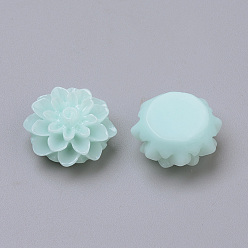 Pale Turquoise Resin Cabochons, Flower, Pale Turquoise, 15x8mm