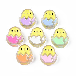 Mixed Color Transparent Acrylic Beads, with Enamel, Egg, Mixed Color, 26x22x9mm, Hole: 3mm