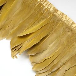 Verge D'or Foncé Oies des accessoires de mode de costumes de plumes chiffon brin, verge d'or noir, 100~180x38~62 mm, environ 2 m / sac