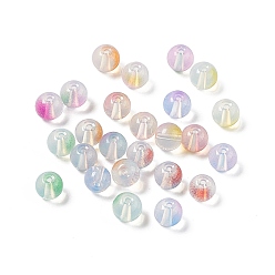 Couleur Mélangete Cuisson transparente perles de verre peintes, imitation opalite, ronde, couleur mixte, 8x7mm, Trou: 1.5mm, environ1600 pcs / 1000 g