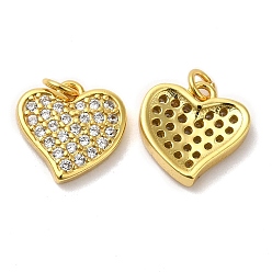 Real 18K Gold Plated 925 Sterling Silver Micro Pave Cubic Zirconia Charms, Asymmetrical Heart Charm, with Jump Ring, Real 18K Gold Plated, 10x10x2mm, Hole: 2.3mm