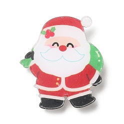 Santa Claus Christmas Theme Acrylic Brooch, with 201 Stainless Steel Pin, Santa Claus, 31.5x28x7mm