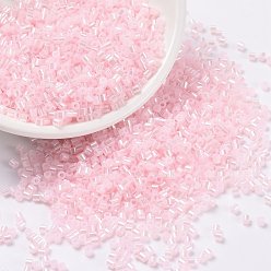 Pink Cylinder Seed Beads, Ceylon, Round Hole, Uniform Size, Pink, 2x1.5mm, Hole: 0.8mm, about 40000pcs/bag, about 450g/bag