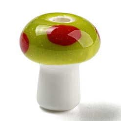 Mushroom Handmade Porcelain Beads, Bright Glazed Porcelain, Mushroom, 10.5x12mm, Hole: 2mm