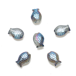 Gris Pizarra Perlas de vidrio transparentes, pescado, gris pizarra, 10x14 mm, agujero: 1.2 mm
