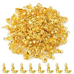 Golden Iron Bead Tips, Calotte Ends, Clamshell Knot Cover, Cadmium Free & Lead Free, Golden, 8x4mm, Hole: 1.5mm, Inner Diameter: 3mm