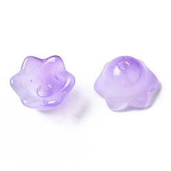 Lilac Transparent Two Tone Spray Painted Glass Beads, Flower, Lilac, 7x11.5x11.5mm, Hole: 1.2mm