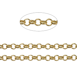 Golden Brass Rolo Chains, Belcher Chains, Soldered, Long-Lasting Plated, with Spool, Cadmium Free & Nickel Free & Lead Free, Golden, 4.5x1.2mm, about 150.91 Feet(46m)/roll