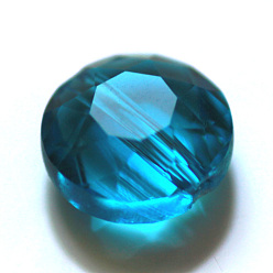 Озёрно--синий Имитация Австрийские кристаллические шарики, класс AAA, граненые, плоско-круглые, Плут синий, 6x3.5 мм, отверстие : 0.7~0.9 мм