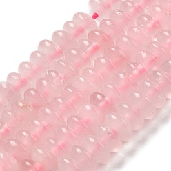 Rose Quartz Natural Rose Quartz Beads Strands, Saucer Beads, Rondelle, 6.5x3mm, Hole: 1mm, about 118~119pcs/strand, 15.35''(39cm)