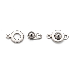 Stainless Steel Color 201 Stainless Steel Snap Clasps, Stainless Steel Color, 15.5x9x5mm, Hole: 1.5mm
