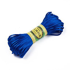Bleu Corde de satin de rotail de polyester, pour le nouage chinois, fabrication de bijoux, bleu, 2mm, environ 21.87 yards (20m)/paquet , 6 paquets/sac