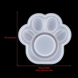 Paw Print Tealight Candle Holder Molds, DIY Food Grade Silicone Molds, Resin Plaster Cement Casting Molds, Paw Print, 9.7x9.3x2.9cm