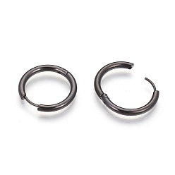 Bronze 304 boucles d'oreilles en acier inoxydable, boucles d'oreilles huggie à polissage manuel, gris anthracite, Jauge 10, 13x2.5mm, broche: 0.9 mm (± 0.1 mm), diamètre intérieur: 8 mm