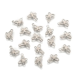 Stainless Steel Color 304 Stainless Steel Insect Charm Butterfly Pendants, Stainless Steel Color, 11x9x1mm, Hole: 1mm