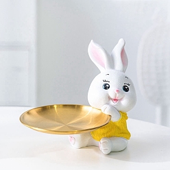 Yellow Easter Resin Rabbit Tray Display Decoration, for Porch Key Storage Home Living Room Desktop Office Ornaments, Yellow, 140x180mm