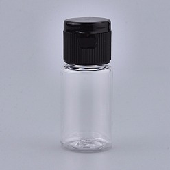 White PET Plastic Empty Flip Cap Bottles, with Black PP Plastic Lids, for Travel Liquid Cosmetic Sample Storage, White, 2.3x5.65cm, Capacity: 10ml(0.34 fl. oz).