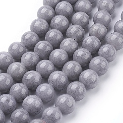 Gray Natural Mashan Jade Beads Strands, Dyed, Round, Gray, 8mm, Hole: 1.2mm, about 51pcs/strand, 16 inch