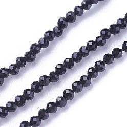 Noir Perles en verre à facettes, ronde, noir, 2~2.5mm, Trou: 0.5mm, Environ 180~200 pcs/chapelet, 14.5~16.1 pouce (37~41 cm)