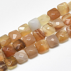 Carnelian Natural Carnelian Beads Strands, Faceted, Square, 8~8.5x8~8.5x5mm, Hole: 1mm, about 25pcs/strand, 8.0''