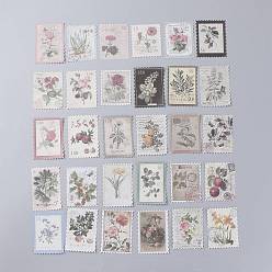 Other Plants Vintage Postage Stamp Stickers Set, for Scrapbooking, Planners, Travel Diary, DIY Craft, Plants Pattern, 6.8x4.7cm, 60pcs/set