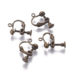 Bronze Antique Conclusions de boucle d'oreille à clip en laiton plaqué laiton, clip d'oreille en spirale, bronze antique, 13x17x4.5mm, Trou: 1.6mm