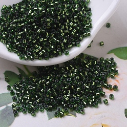 (DB0182) Verde jade forrado en plata Cuentas de miyuki delica, cilindro, granos de la semilla japonés, 11/0, (db 0182) verde jade plateado, 1.3x1.6 mm, agujero: 0.8 mm, sobre 10000 unidades / bolsa, 50 g / bolsa