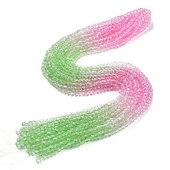 Perlas de Color Rosa Cuentas de vidrio transparentes, cuentas multicolores segmentadas, facetado (32 facetas), rondo, rosa perla, 4~4.5 mm, agujero: 1 mm, sobre 90~95 unidades / cadena, 13.98'' (35.5 cm)