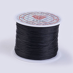 Noir Chaîne de cristal élastique plat, fil de perles élastique, pour la fabrication de bracelets élastiques, noir, 0.5mm, environ 49.21 yards (45m)/rouleau