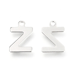 Letter Z 201 Stainless Steel Charms, Alphabet, Letter.Z, 12x7.8x0.5mm, Hole: 1.4mm