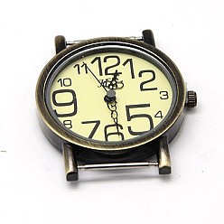 Antique Bronze Alloy Watch Compoments, Flat Round, Antique Bronze, 43x35x7mm, Hole: 8x1mm