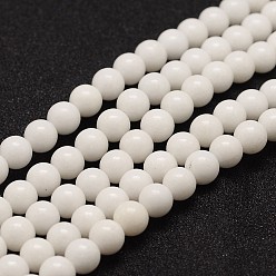 White Jade Natural White Jade Bead Strands, Round, 4mm, Hole: 1mm, about 95pcs/strand, 15.5 inch