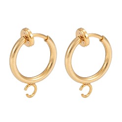 Real 18K Gold Plated Brass Clip-on Hoop Earring Findings, for Non-pierced Ears, Cadmium Free & Lead Free, Real 18k Gold Plated, 15.5x11x1.5~4.5mm, Hole: 1.8mm